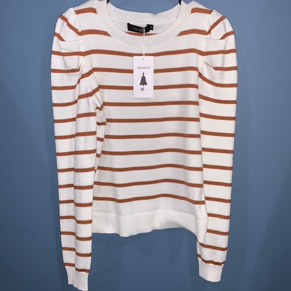 White and rust striped sweater - Picture 1 of 5